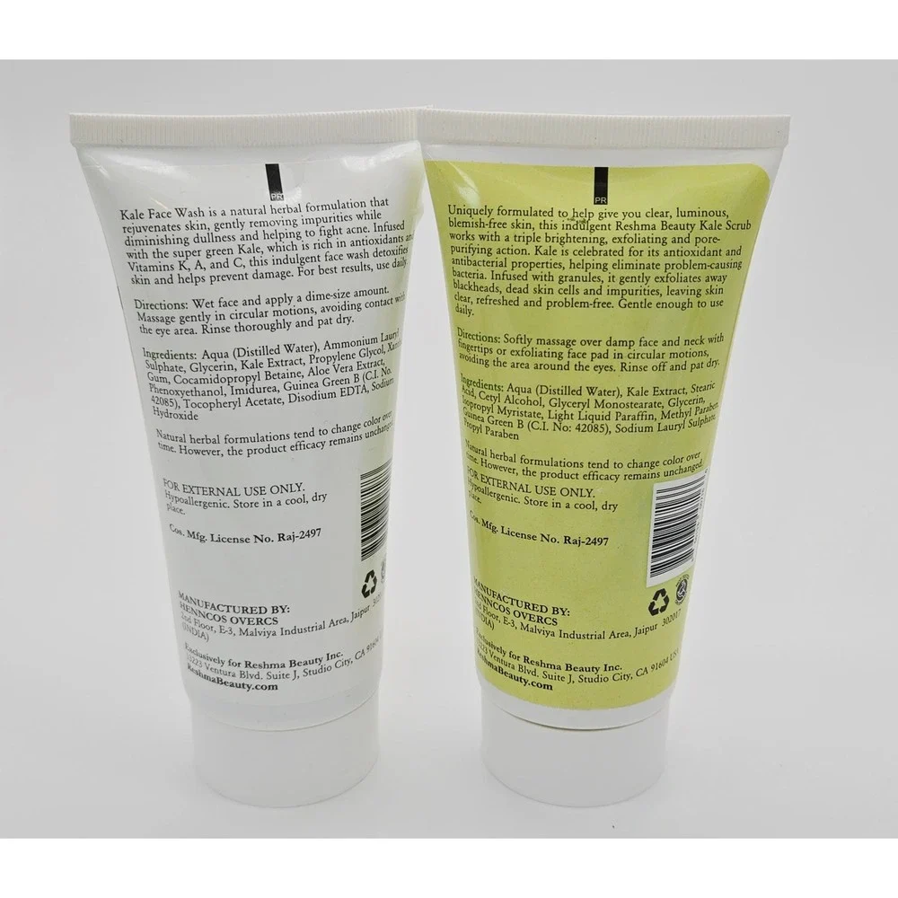 Reshma Beauty Kale Face Wash and Scrub Set 5.07oz Rejuvenating Brightening Duo